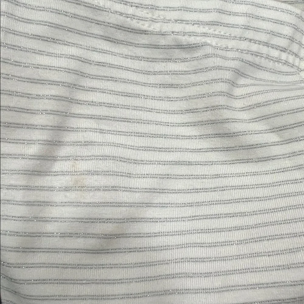 Tea Collection Cream and metallic silver striped leggings New size 6